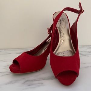 Red Peep-toe Slingback Heel